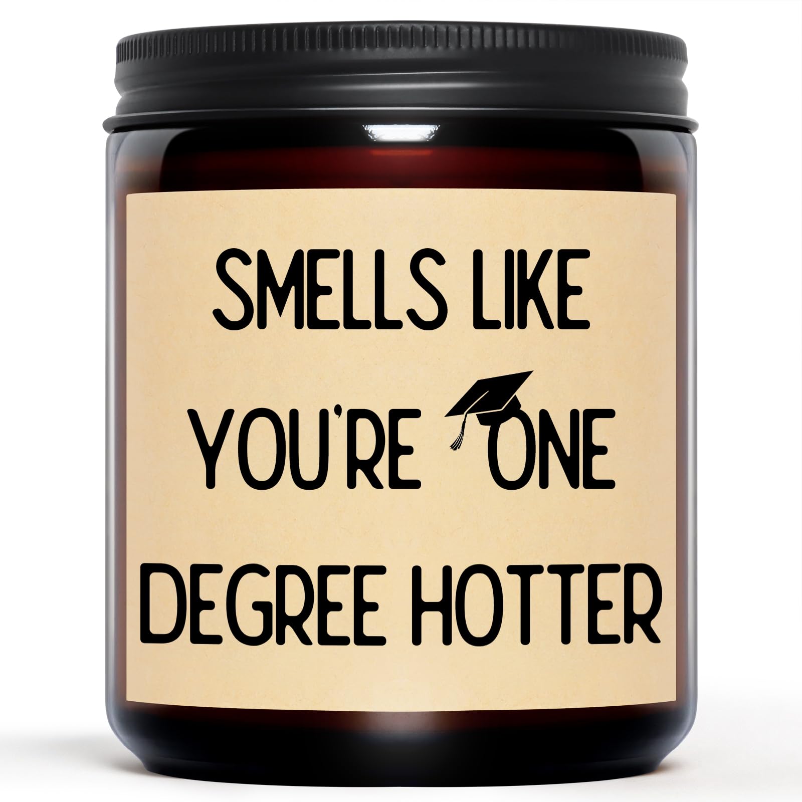 Vanilla lavender 9 oz graduation candle in brown jar