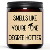 Vanilla lavender 9 oz graduation candle in brown jar