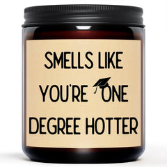 Vanilla lavender 9 oz graduation candle in brown jar