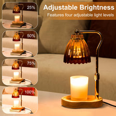 height adjustable candle warmer lamp with glass shade