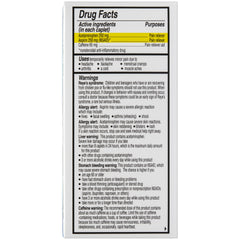 Vanquish Aspirin caffeine tablets on bottle