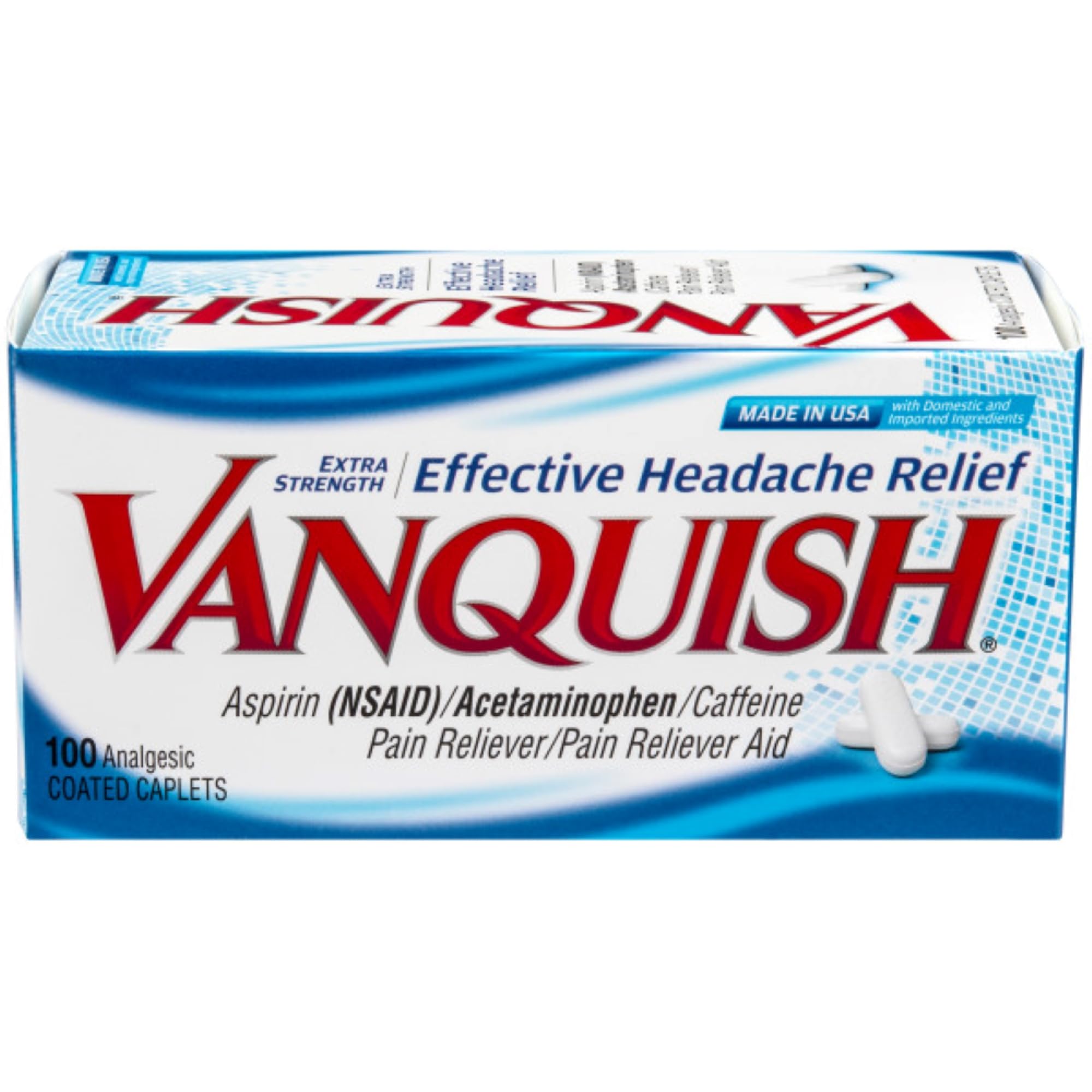 Vanquish Extra Strength caplets bottle label