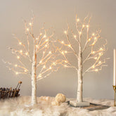 Vanthylit white birch tree with 24 warm white LEDs set of 2