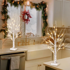 Battery or USB powered birch tree lights with on/off switch