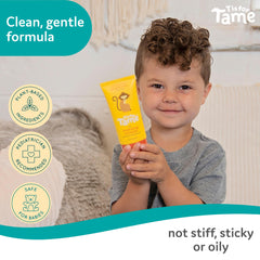 Cruelty-free vegan label on kids hair cream packaging