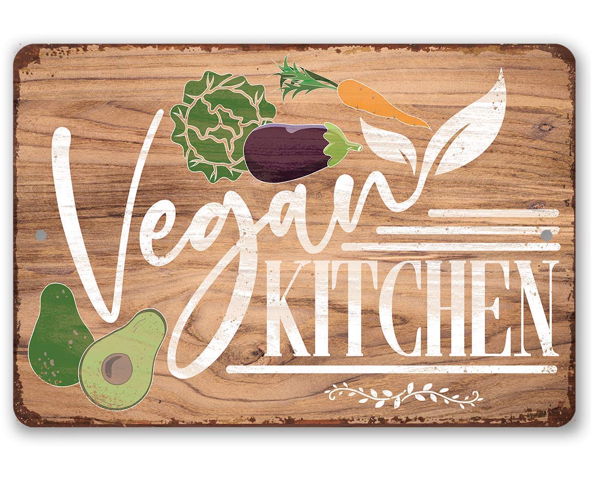 Vegan Kitchen metal sign for indoor outdoor wall decor