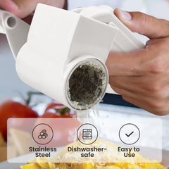 Rotary cheese grater for chocolate