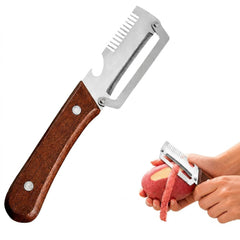 Vegetable Peeler with Wooden Handle close up