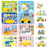 Yellow car character from Vehicle Stickers for Kids with interchangeable eyes and mouths