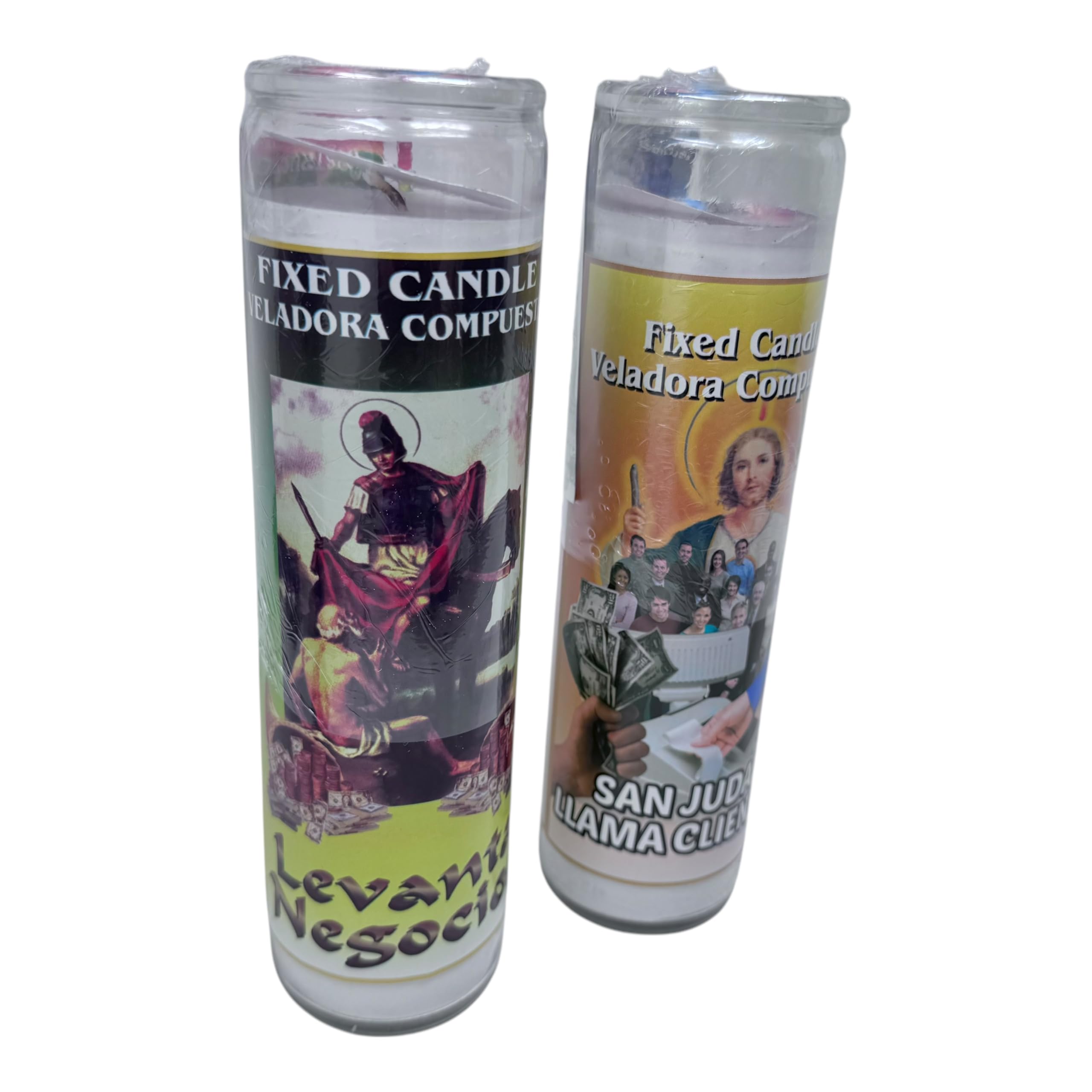 Veladora Levanta Negocios San Martín Caballero 14 oz en vidrio