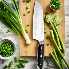 Velina Series Santoku Knife 7 Inch blade close-up