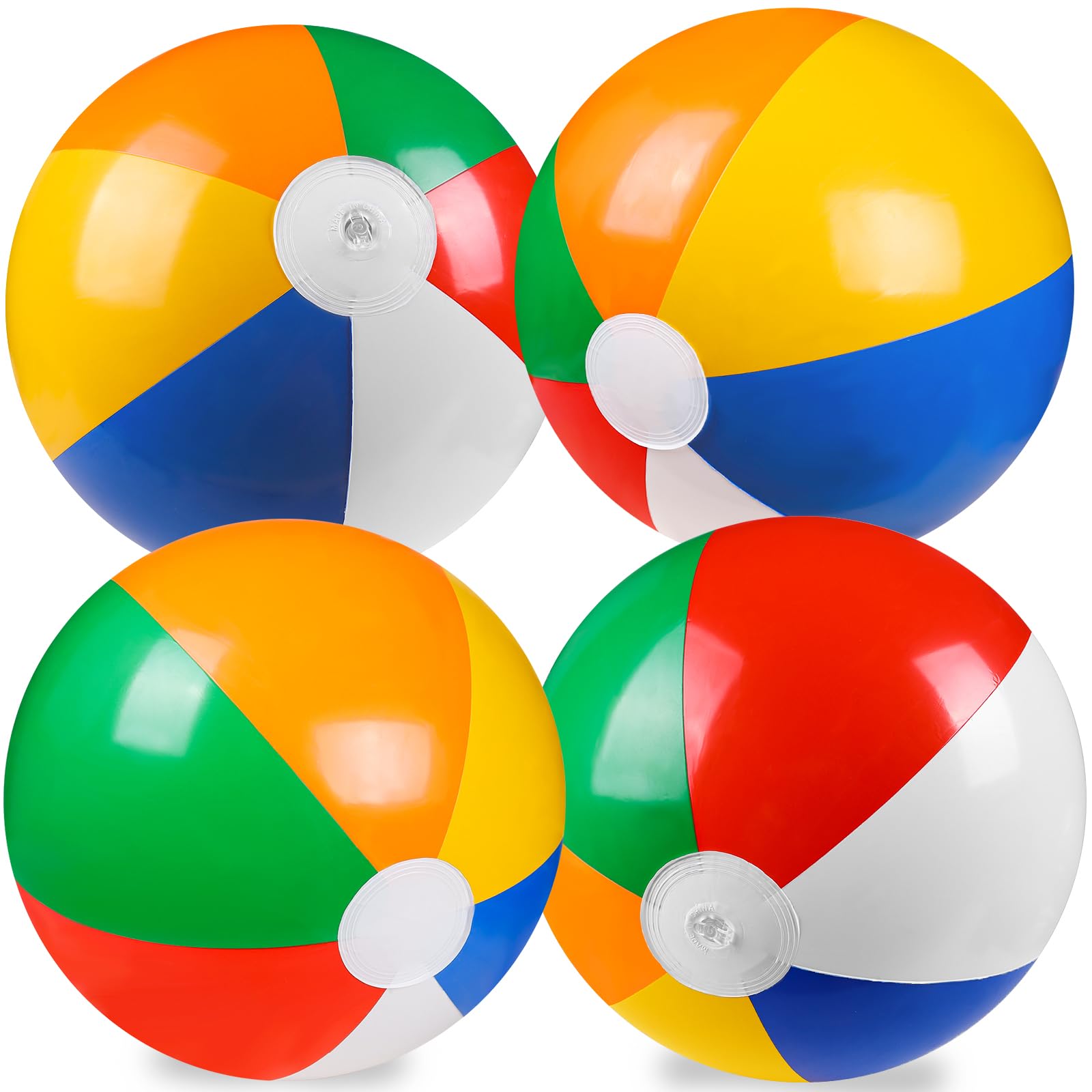 Vellibring 4 Pack 20in rainbow inflatable beach balls set
