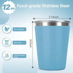 Unbreakable 18/8 stainless steel cup with polished exterior