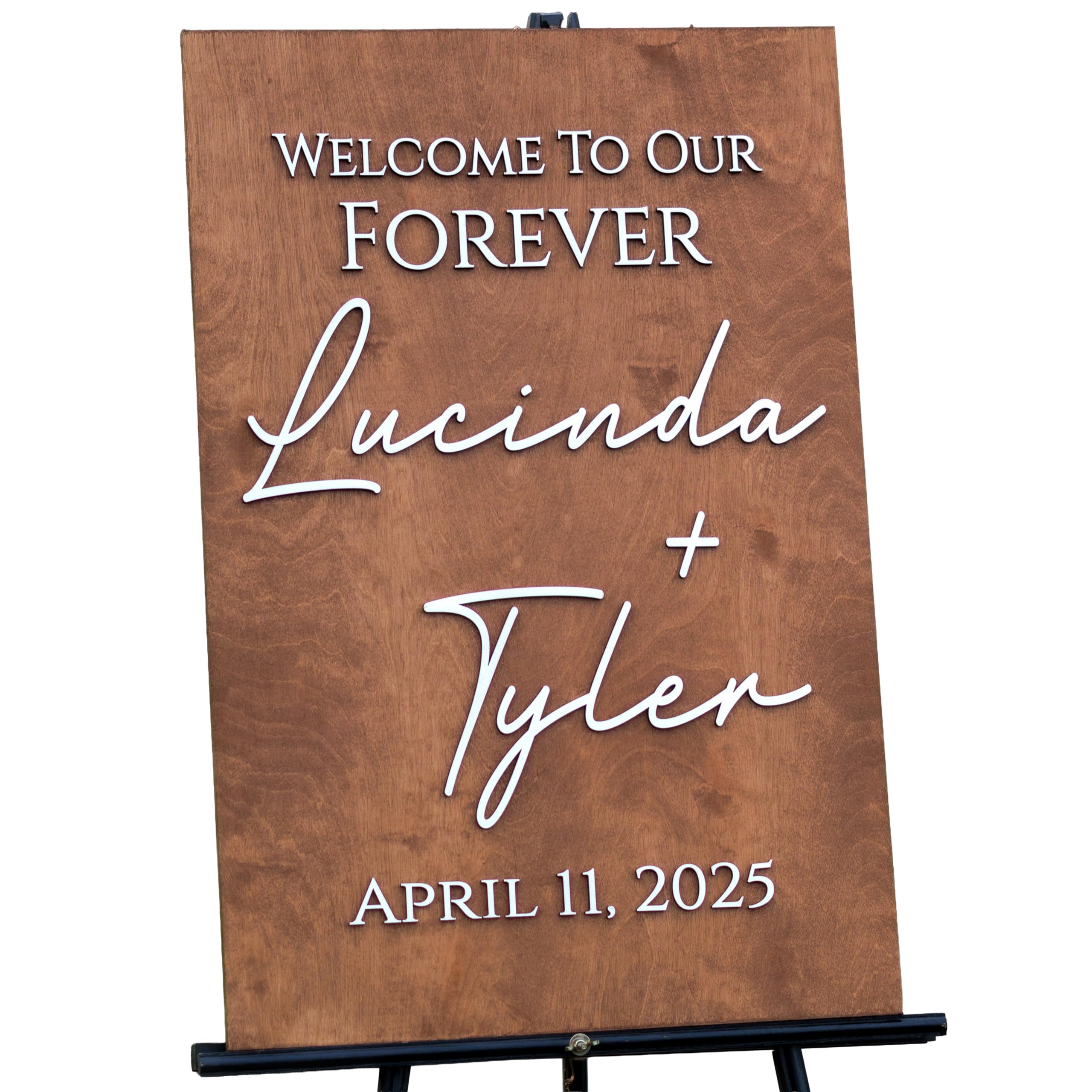 Vertical Wooden Wedding Welcome Sign 12x18 size in birch wood