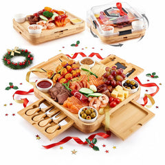 Vesici Christmas rotating charcuterie board with 14 inch bamboo tray