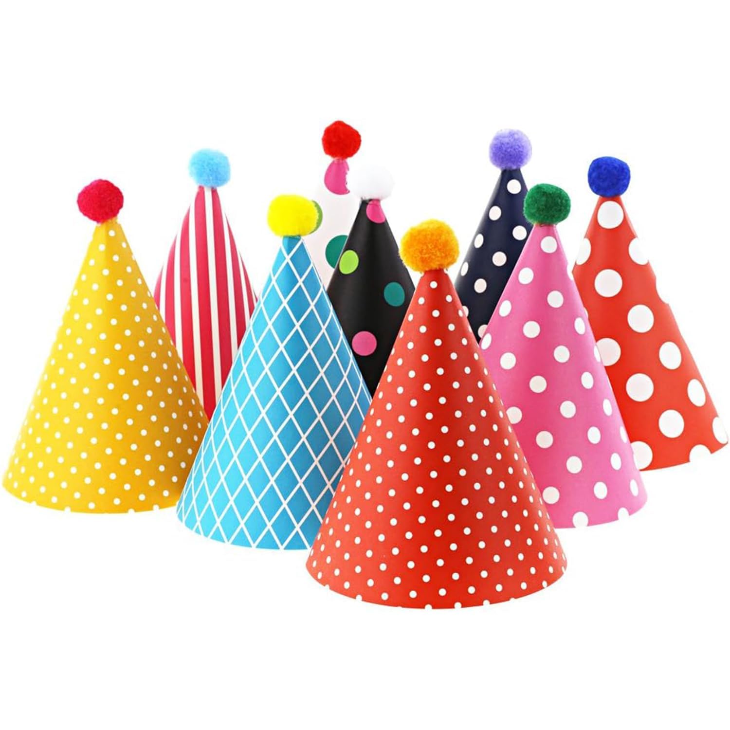 Vesil mini kids birthday hats assorted cones