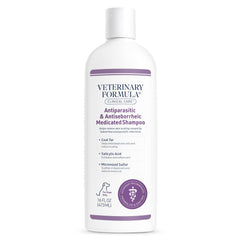 Bottle label for Veterinary Formula Clinical Care Antiparasitic & Antiseborrheic Wash