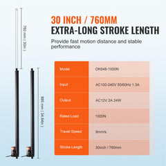 Retracted 34.84 inches Extended 64.84 inches