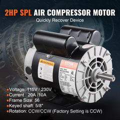 5/8 inch keyed shaft and 1.88 inch shaft length on VEVOR motor