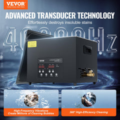 40kHz ultrasonic cleaning action in VEVOR 15L model