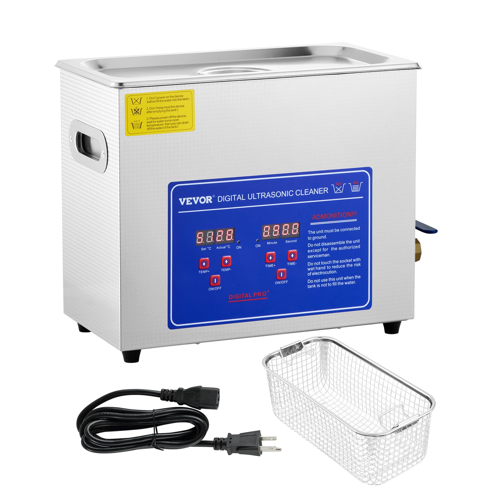 VEVOR 6L Ultrasonic Cleaner with stainless steel tank