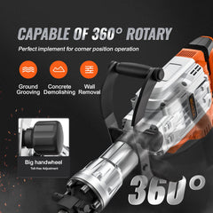 360 degree swiveling front handle for VEVOR demolition hammer