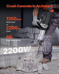 VEVOR demolition jack hammer 2200w handle close up