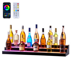 VEVOR 3-tier 40-inch acrylic liquor bottle display with LED lighting