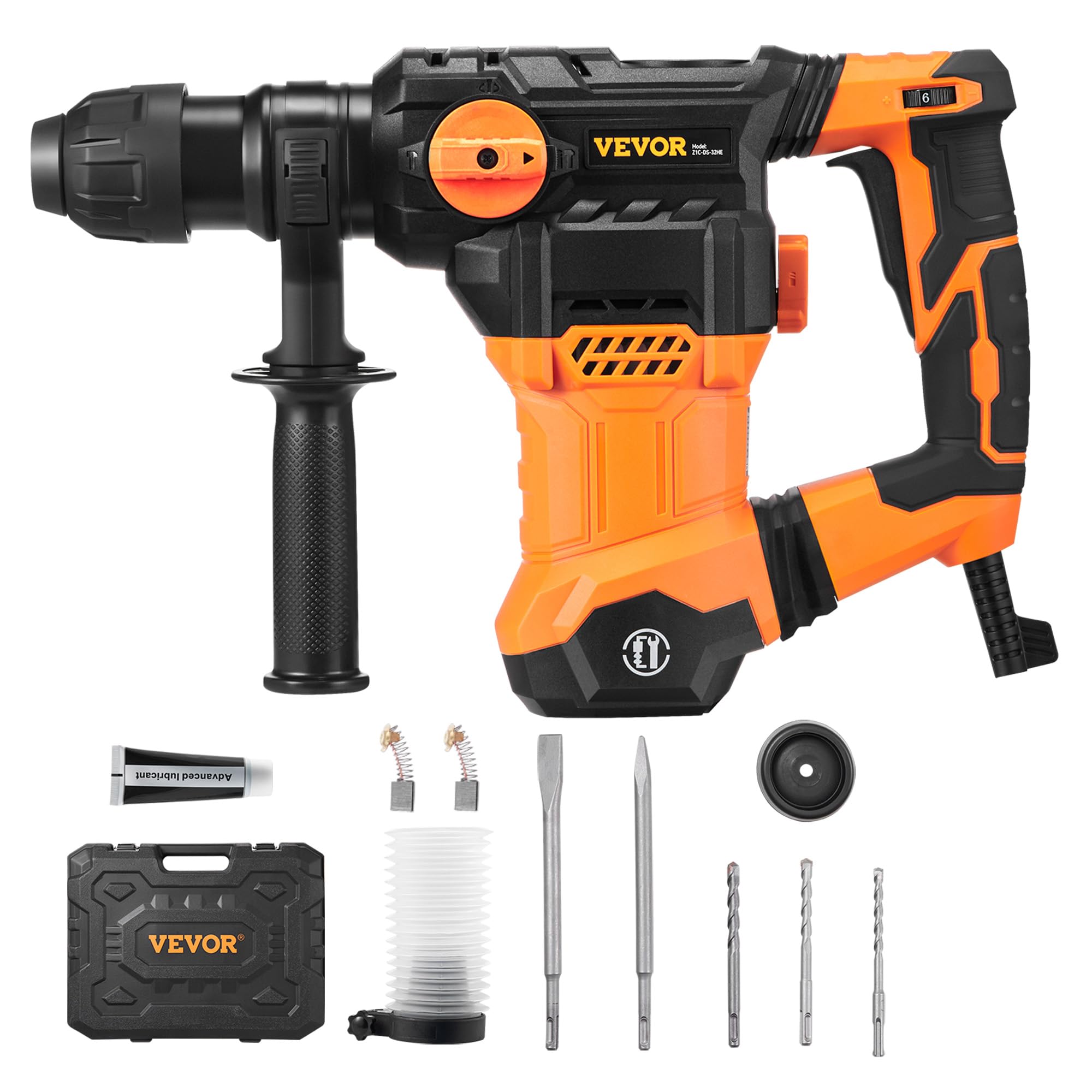 VEVOR 1-1/4 inch SDS-Plus rotary hammer drill with 13 amp motor