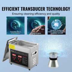 Digital control panel on VEVOR ultrasonic cleaner