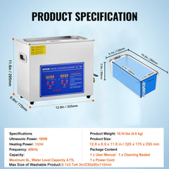 40kHz ultrasonic cleaner with heating power 200W