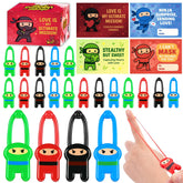 VHDQllAW 24Pcs Valentine ninja toys with cards set