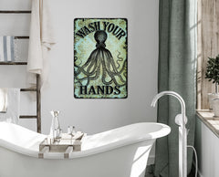 Glossy finish Victorian octopus wall sign