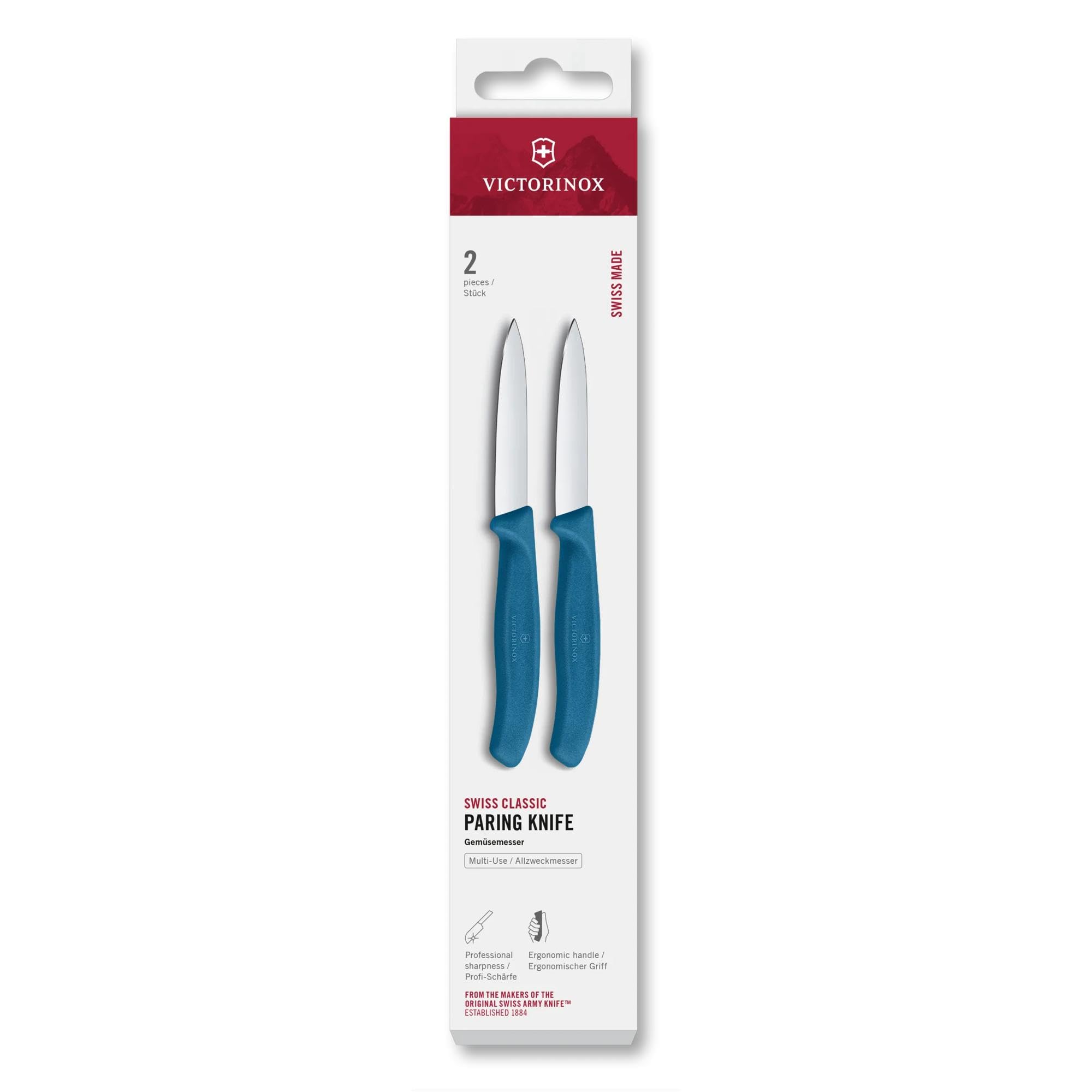 Victorinox Swiss Classic 2 Piece Paring Knife Set blue with ergonomic handles