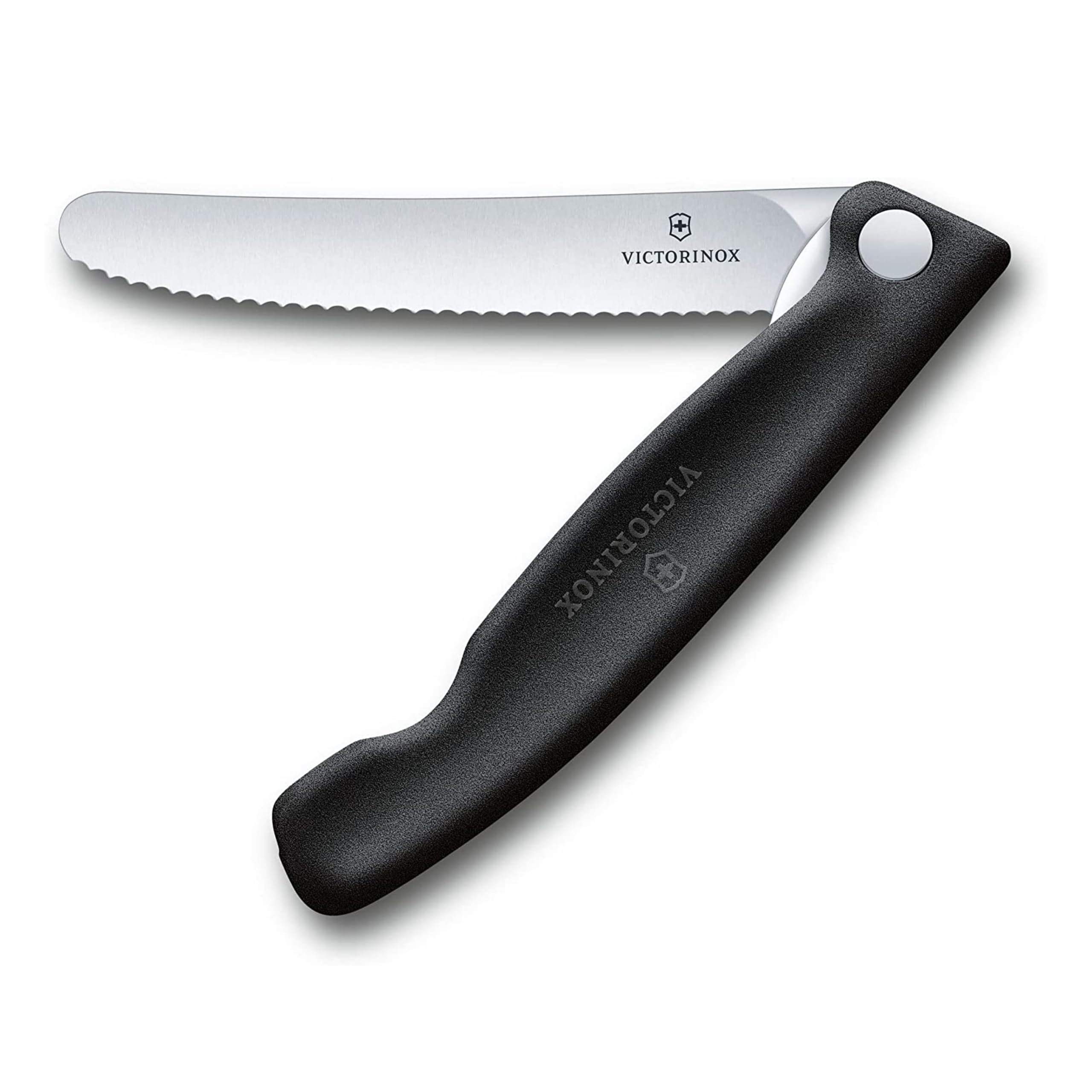 Victorinox Swiss Classic Foldable Paring Knife with wavy edge and black handle