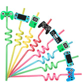 Video Game Party Favors 24 pack game controller curly straws