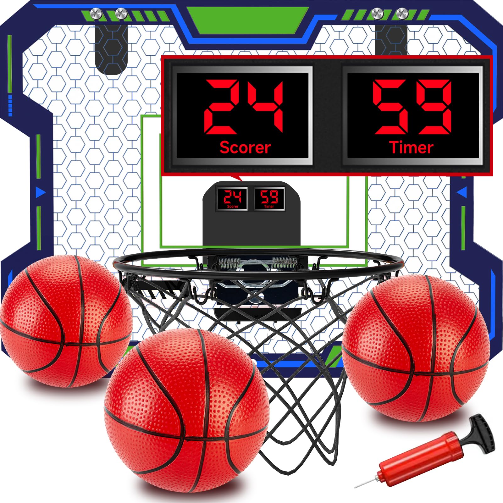 VIGNUTO Indoor Basketball Hoop for Kids mounted on door