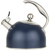 Viking 3-Ply stainless steel tea kettle with glass lid on stove