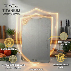 Built-in ruler on titanium cutting board
