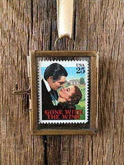 Brass frame display with gold hanging ribbon for Gone With The Wind stamp