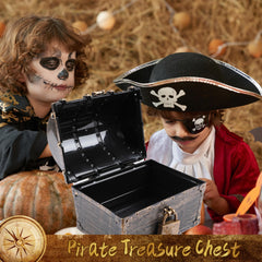 Vintage bronze pirate treasure chest with lid closed