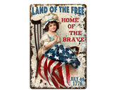Vintage Primitive JULY 4TH Betsy Ross metal sign 12x18 with four corner holes