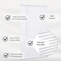 Vinyl slats 1 inch cordless blind 23x72 white