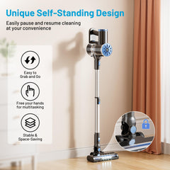 VIPSUN cordless vacuum showing 40KPa suction on hardwood