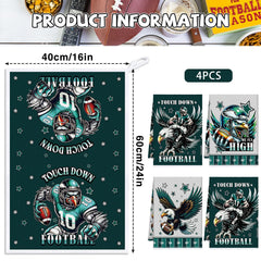 Eagle football design kitchen towels in midnight green silver black