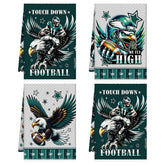VISSTREE four piece eagle football kitchen towels green set