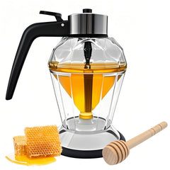 Vistron honey dispenser no drip glass with stand side view