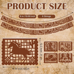 Plastic papel picado banners single piece 42 x 31 cm