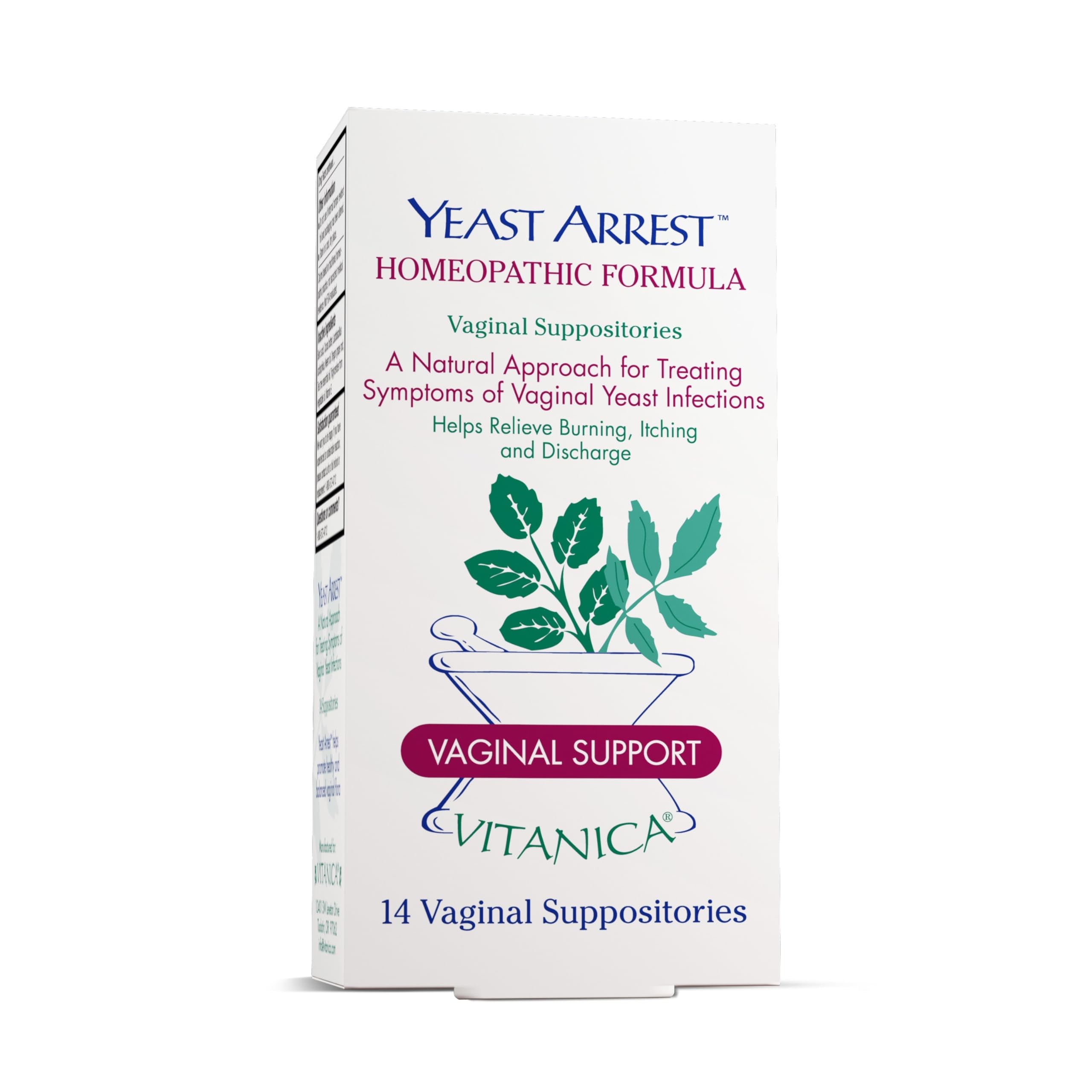 Vitanica Yeast Arrest vaginal suppositories 14 count package