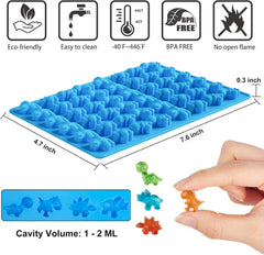 Two molds create 96 bite-sized dinosaurs